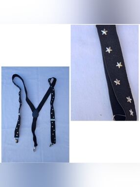 Star Suspenders Y Back Buckle Down Festival Fit Rave 4th Of July Black Silver